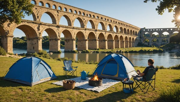 La beauté naturelle du camping au Pont du Gard
